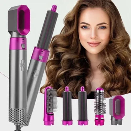 Pettine per asciugacapelli di qualità 5 in 1 Pettine ad aria calda per arricciare e lisciare i capelli Pettine per capelli lisci automatico e asciugacapelli