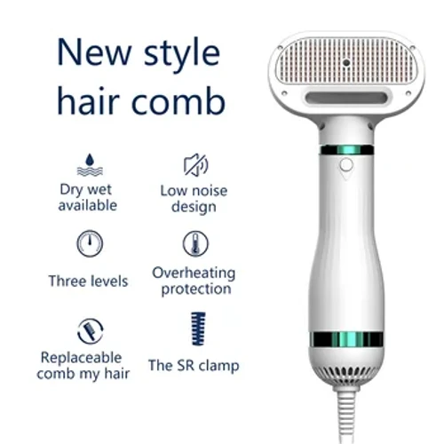 Secador de cabelo 2 em 1 para gatos e cachorros, secador de cabelo silencioso e pente, escova para pentear o cabelo de gatinhos, filhotes, baixo ruído