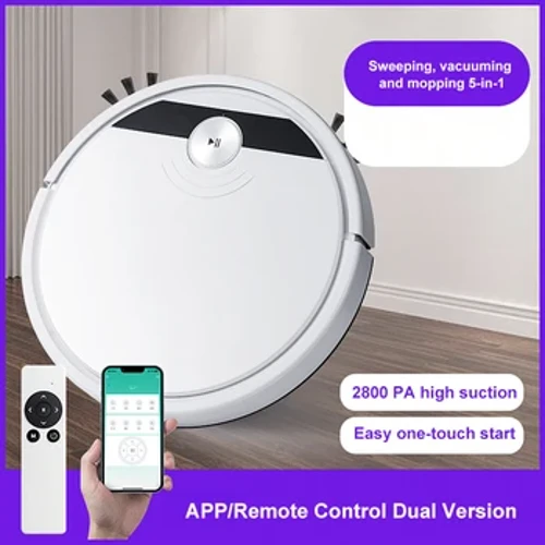Llawr Glanhawr Robot 3-mewn-1 Newydd Ysgubo a Llawr Mopio Gwlyb a Rhediad Carpedi Rheolaeth Anghysbell & Peiriant Robot Llawr Ysgubo APP