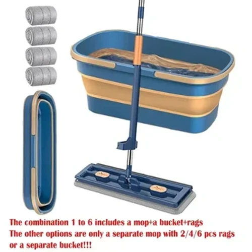 Handfri platt golvmopp och hinksats för professionell golvrengöring i hemmet Automatisk uttorkning Magic Flat Mops Rengöring
