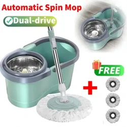 Balde e esfregão automático com rotação, escova de limpeza doméstica, vassouras, limpeza de chão, cozinha, esfregão portátil com balde