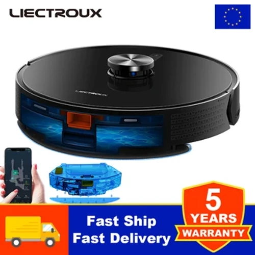 Liectroux X6 LDS Robot Vacuum Cleaner, Laser Lidar Navigasi, Basah & Kering Mopping, 6500Pa Suction, 5 peta disimpen, Karpet Boosting