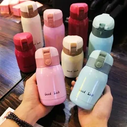 200ml Dur Di-staen Cwpan Thermos Gwactod Teithio Symudol Fflasg Mwg llwch Lliwgar Syml Potel Dŵr Hyfryd