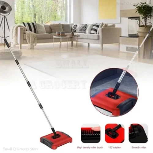 Teppech Buedem Sweeper Cleaner Hand Push Automatesch Besen fir Heem Büro Teppech Teppecher Stëbs Scraps Pabeier Botzen mat Pinsel