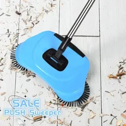 Umshini Wokushanela Isandla Ekhaya Ngaphandle Kogesi 360 Degree Iyazungeza Ukuhlanza Okuzenzakalelayo Push Sweeper Broom Dustpan