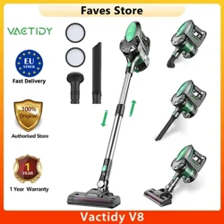 Vactidy V8 Handstaubsauger ohne Kabel, 20 KPa Saugleistung, 1,2 l Staubbehälter, LED-Elektrobürstenkopf, 2200 mAh abnehmbarer Akku