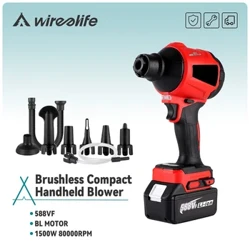 Wireelife Brushless elektriskais gaisa pūtējs putekļu pūtējs 80000RPM daudzfunkcionāls bezvadu tīrīšanas tīrītājs Makita 18V akumulatoram