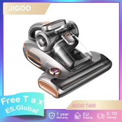 JIGOO T600 Dual-Cup Smart Anti-Mite Kisafishaji Kisafishaji cha Kitanda, Kisafishaji cha 700W 15KPa, Kitambua vumbi, Mwanga wa UV, Teknolojia ya Ultrasonic