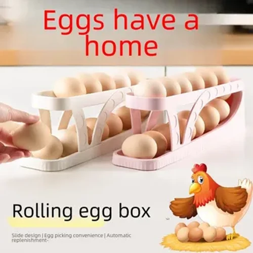 Ikhaya Sebenzisa I-Double Layer Sliding Egg Storage Ibhokisi Ikhishi Lesiqandisi Side Door Plastic Umhleli Wokudla Ibanga Lokudla Okuzenzakalelayo Ubhasikidi Oshelelayo