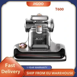 Máy hút bụi nệm giường JIGOO T600 15KPa 700W, Thiết kế cốc kép màu trắng-EU-Loại bỏ 99,99% mạt bụi bằng hệ thống khuếch tán hương thơm
