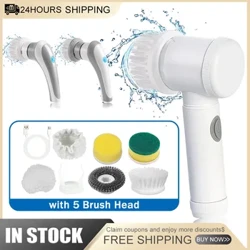 Electric Spin Scrubber na May 5 Mapapalitang Brush Head Power Electric Cleaning Brush Handheld Rechargeable Shower Scrubber