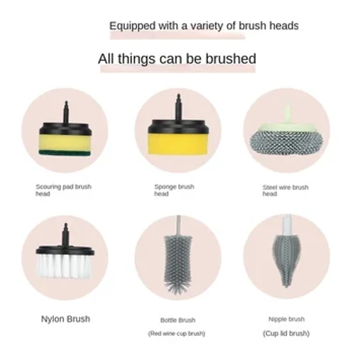Sikat reresik listrik sirah Rechargeable Kitchen Bathtub Tile Profesional Cleaning Brushes