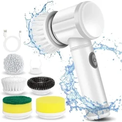 Kältelos Elektresch Spin Scrubber, Buedzëmmer Botz Pinsel Kraaft Scrubber mat 5 ersatzbar Pinselkäpp, Elektresch Botz Pinsel