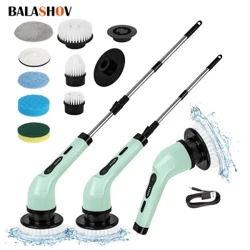 9-an-1 Multifunctional Wireless Elektresch Botzen Pinsel Haus Kichen Buedzëmmer Pinsel USB Handheld Rotéierend Botzen Tools