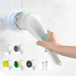 Bàn chải làm sạch điện đa chức năng năm trong một cho dụng cụ rửa phòng tắm và nhà bếp