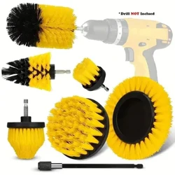 Tête de brosse mobile 7 pièces, brosse de nettoyage électrique, ensemble de 7 pièces jaunes, ensemble de têtes de brosse pour perceuse électrique, articles ménagers