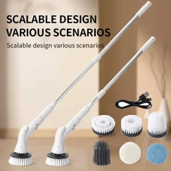 6 in 1 Scuab Glanadh Leictreach Gan sreang Spin Leictreach Glanadh Scrubber Cith Glanadh Scuab Gadgets Glanadh Seomra Folctha Cistine