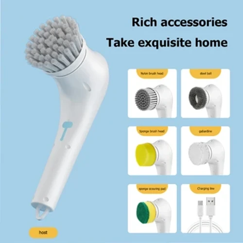 Electric Rotary Floor Scrubber na May 5 Brush Heads Waterproof Multifunctional Cleaning Brush Napakahusay na Floor Scrubbing Brush Tools