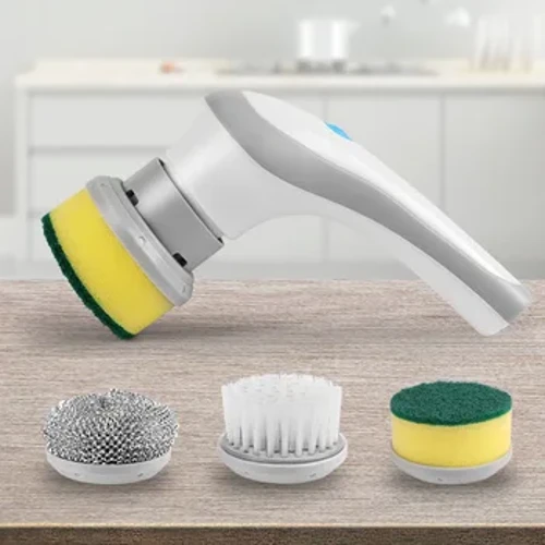 Escova limpa sem fio multifuncional limpador de escova elétrica rotação de 360 ​​graus 3 cabeças de escova substituíveis acessórios para cozinha