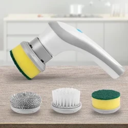 Perie de curățare fără fir Dispozitiv de curățat perie electrică multifuncțională Rotire de 360 ​​de grade 3 capete de perie înlocuibile Accesorii pentru bucătărie