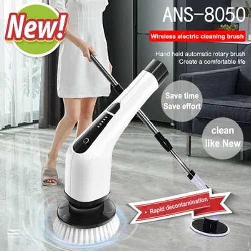 7 an 1 Elektresch Botzen Turbo Scrub Pinsel Multifunktionell laang Handle Cordless Spin Scrubber Botzen Pinsel Buedzëmmer Accessoire