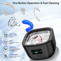 42KHz Siêu Âm Máy Làm Sạch Đa Năng Tần Số Cao Rung Rửa Bụi Trang Sức Kính Đồng Hồ Răng Giả Bụi