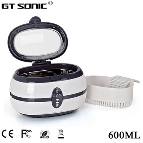 Folctha Glantóir Ultrasonach GTSONIC 600ML 35W 40kHz le haghaidh Fáinní Faire Jewellry Gloiní mhaisithe Gearrthóirí Clocha Ingne Scuab Razor Fiaclóireachta