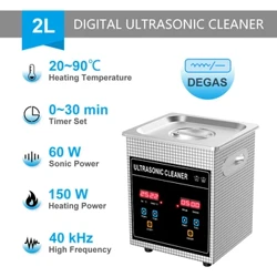 2L Ultraljudsbadkar 120W/60W Digital Timer Ultraljudsrengöringsbadkar Sonicator Smycken Mynt Manikyrverktyg Avgasning