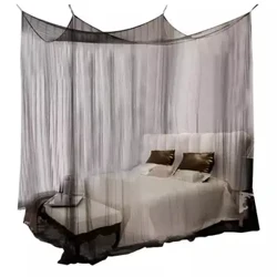 Kelambu Hitam Putih untuk Double Four Corner Bed Post Bed Kanopi Kelambu Full Queen King Size Seprai