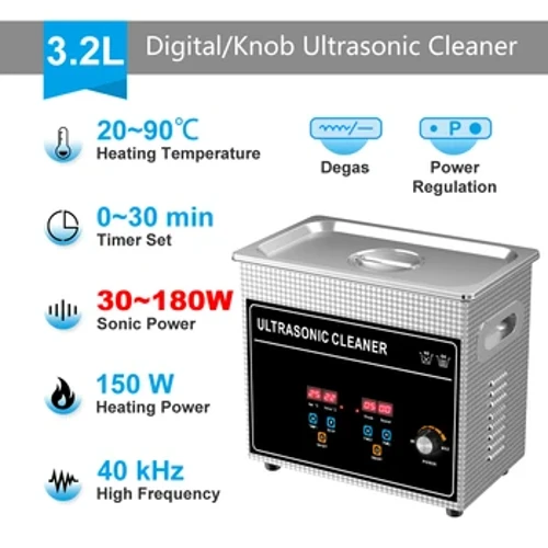Ultrasonic Bath 3.2L 180W Glanach Machine Power Addasu Dwr Poeth Glanhau Olew Bath ffroenell Spark Plug Tanwydd Bach