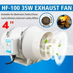 220V 4/5/6 tommer lav støj inline kanal hydroponisk luftblæser ventilator Udstødningsventilator til hjemmebadeværelsesventilation Grow Room