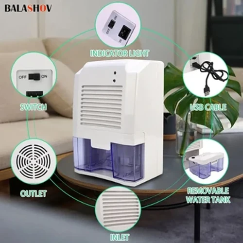 Hiki i ka Ea Dehumidifier USB Mute Moisture Absorbers Mīkini Mea Hoʻomaloʻo Ea No ka Home Bedroom Office Kitchen Deodorizer Dryer
