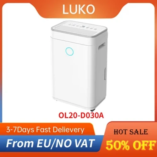LUKO OL20-D030A Portable Home Dehumidifier, 20L Dehumidify Capacity, 6.5L Water Tank, Auto/Manual Drainage, 24-Hour Time