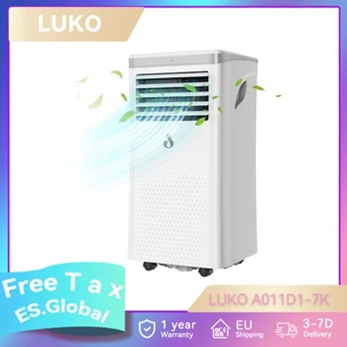 LUKO A011D1-7K 3 in 1 Portable Air Conditioner Dehumidifier, 7000BTU Kapasitas Pendinginan 2 Kecepatan Angin 24 Jam Timer Remote Control