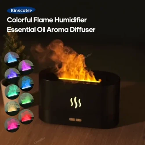 RGB Fflam Aroma Diffuser Lleithydd USB Efelychu Penbwrdd Golau Purifier Aromatherapi Aer ar gyfer Ystafell Wely Gyda 7 Lliw