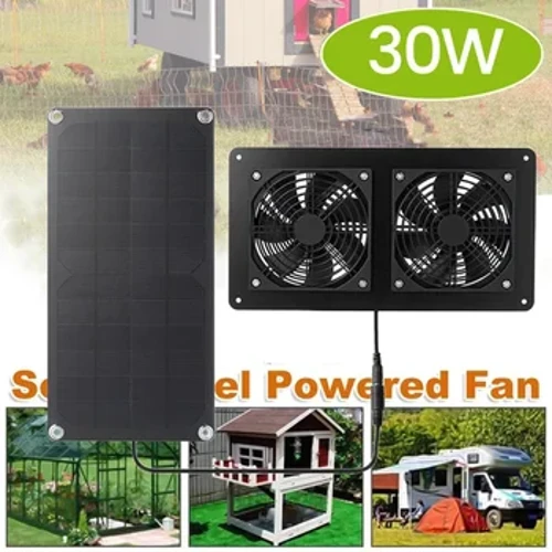 30 W 12 V GÜNEŞ PANELI Egzoz Fanı Hava Çıkarıcı Ofis Açık Köpek Tavuk Evi Sera Su Geçirmez GÜNEŞ PANELI