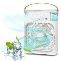 Ventilator za hlađenje zraka 3 u 1 mini prijenosni ventilator ovlaživač zraka sa 7 boja LED svjetlo klima uređaj 600 ml Spremnik za hlađenje vode, ventilator za maglu