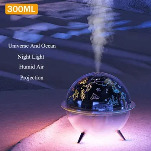 2024 Taflunydd Cefnfor Bydysawd 300ML Newydd Lleithydd Lamp Lleithydd USB Swyddfa Gartref Ystafell Benbwrdd Ystafell Wely Ystafell Wely Lleithyddion Aer Tryledwr