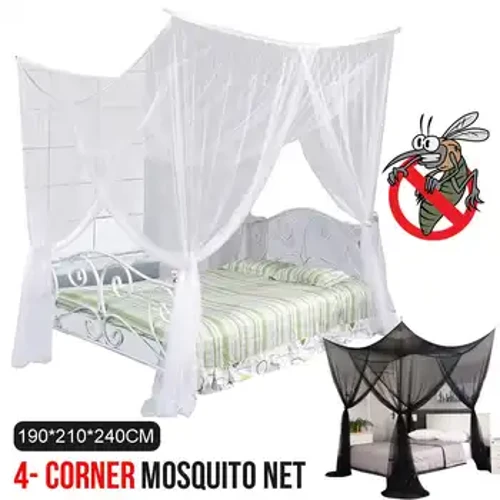 Moustiquaire pour lit de maison, noir et blanc, pour lit Double à quatre coins, lit à baldaquin, Queen Size, King Size, avec crochets, 210x190x240cm