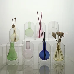 Aromatherapy Jars Double Layer Colorful Transparent Aroma Diffuser Glass Flower Vase Aromatherapy Bottle European Style Dekorasyunan
