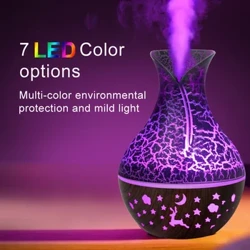 150 ml ny vase luftfukter, hule trekorn aromaterapi eterisk olje diffuser, 7-farger LED-lys