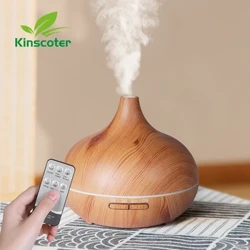 Høykvalitets 500 ml aromaterapi essensiell olje diffuser Trekorn fjernkontroll Ultralyd luftfukter med 7 farger lys