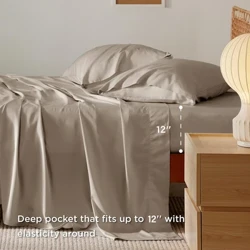 3/4 pcs Set Sprei Warna Solid (1 Sprei Flat + 1 Sprei + 2 Sarung Bantal Sarung Set Tanpa Pengisi)