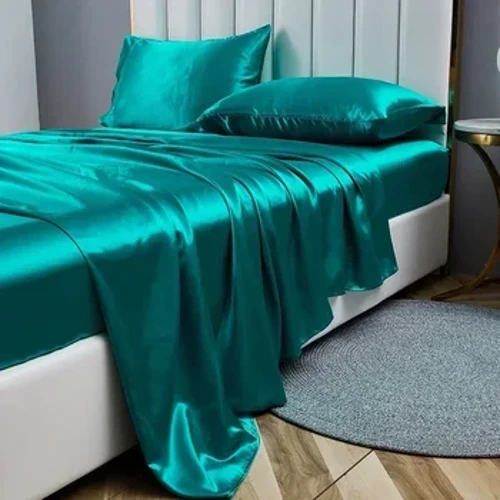 Set di lenzuola queen size in tessuto di raso di lusso, lenzuolo con angoli king size di alta qualità, lenzuolo piatto, federa, set di lenzuola
