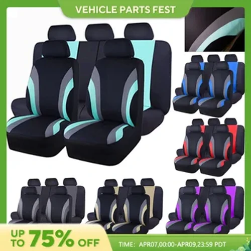 Estilo esportivo conjunto completo de tecido poliéster capas de assento de carro protetor de assento de carro universal caber a maioria dos carros suvs