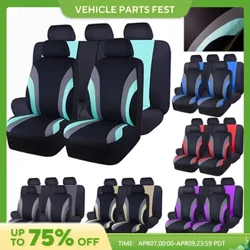 Sports Style Full Set Polyester Fabric Car Seat Covers Car Seat Protector Universal Fit Karamihan sa Mga Kotse SUV
