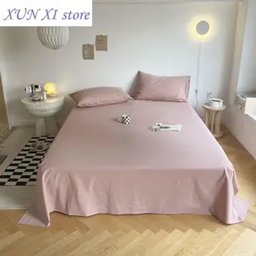 Yangi choyshablar Yumshoq qulay paxta yassi choyshablar bir tekis rangli choyshablar Kattalar uchun choyshablar uchun bitta qutli tekis rangli tekis choyshablar