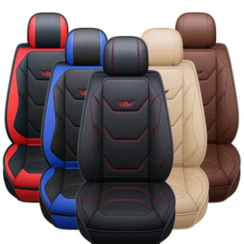 2023 Voll Auto Sëtz Cover Auto Lieder Sëtz Cover Këssen PU Lieder Protetor Universal Fit Fir déi meescht Autoen