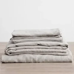 3PCS 100% Nahugasan na Linen Sheet Set na Natural na Flax na Bed Sheet 2 Pillowcases na Breatherable Soft Farmhouse Bedding Bedsheet Flat Sheet
