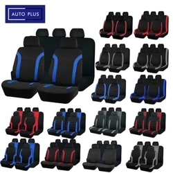 AUTO PLUS Chwaraeon Universal Polyester Car Sedd Gorchudd Set Fit Mae'r rhan fwyaf o Car Plaen Ffabrig Bicolor Car chwaethus Affeithwyr Sedd Amddiffynnydd